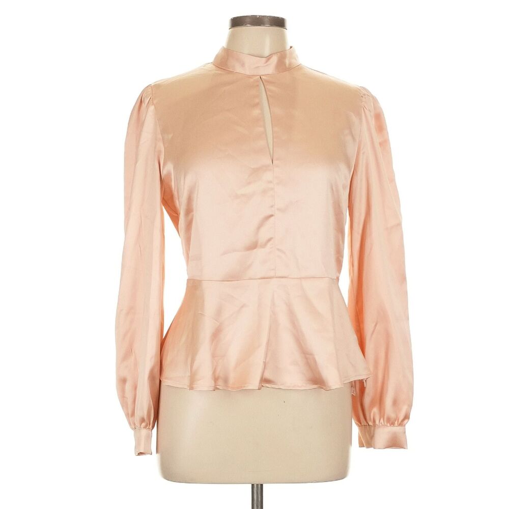 NWT Lulus Champagne/Light Blush Satin Open Back Top - Size Large